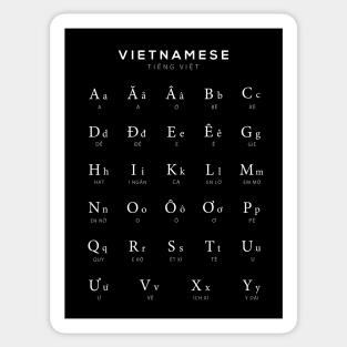 Vietnamese Alphabet Chart, Vietnam Language Chart, Black Sticker